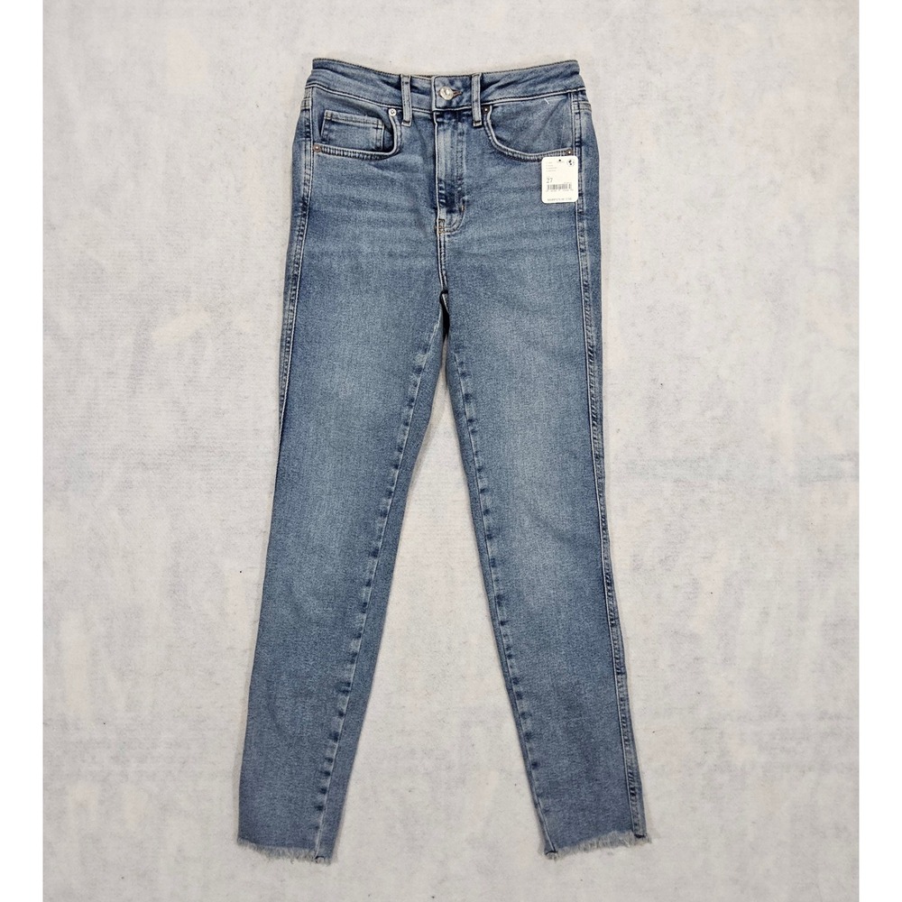 Free‎ People Jeans 27 Sierra NEW Skinny Jegging Raw Hem Stretch Blue High Rise